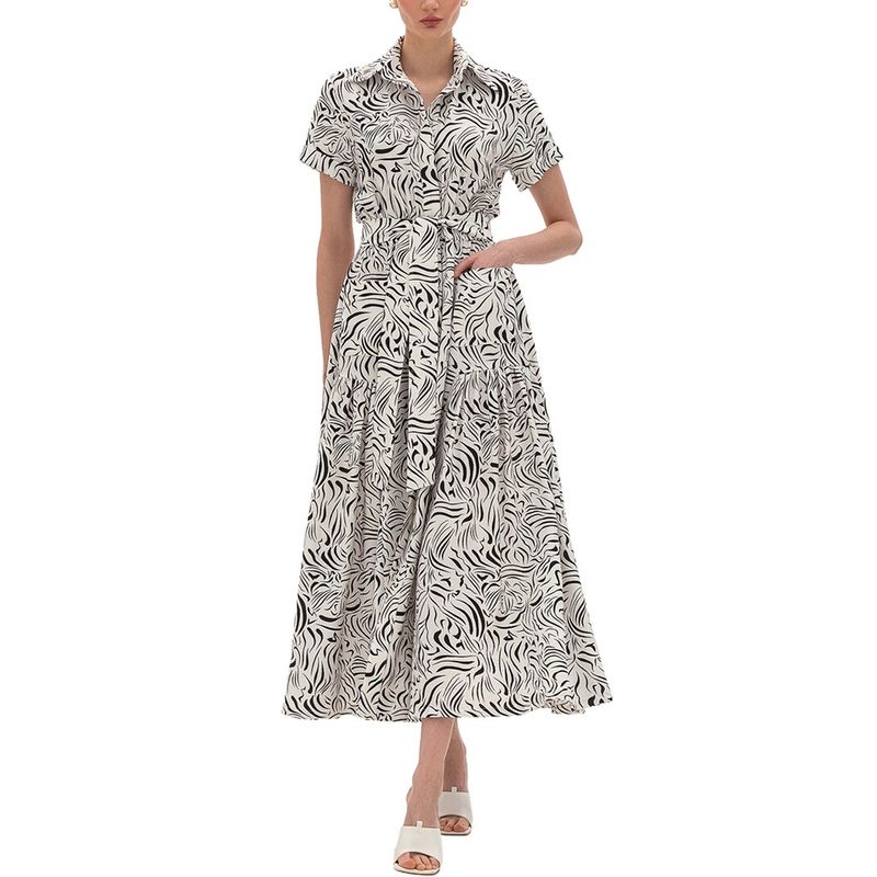 Bgl Womens Linen-Blend Midi Dress, White